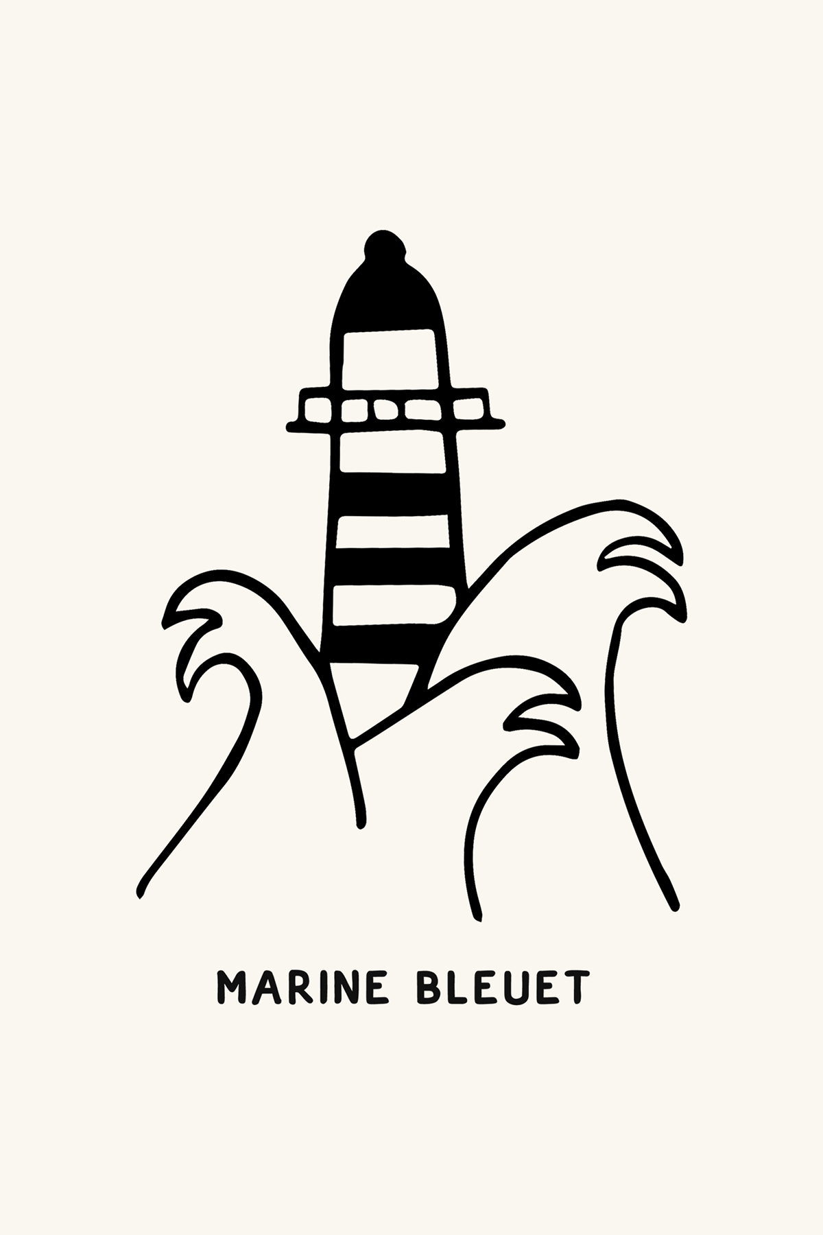 Dibujo de un faro con olas a su alrededor