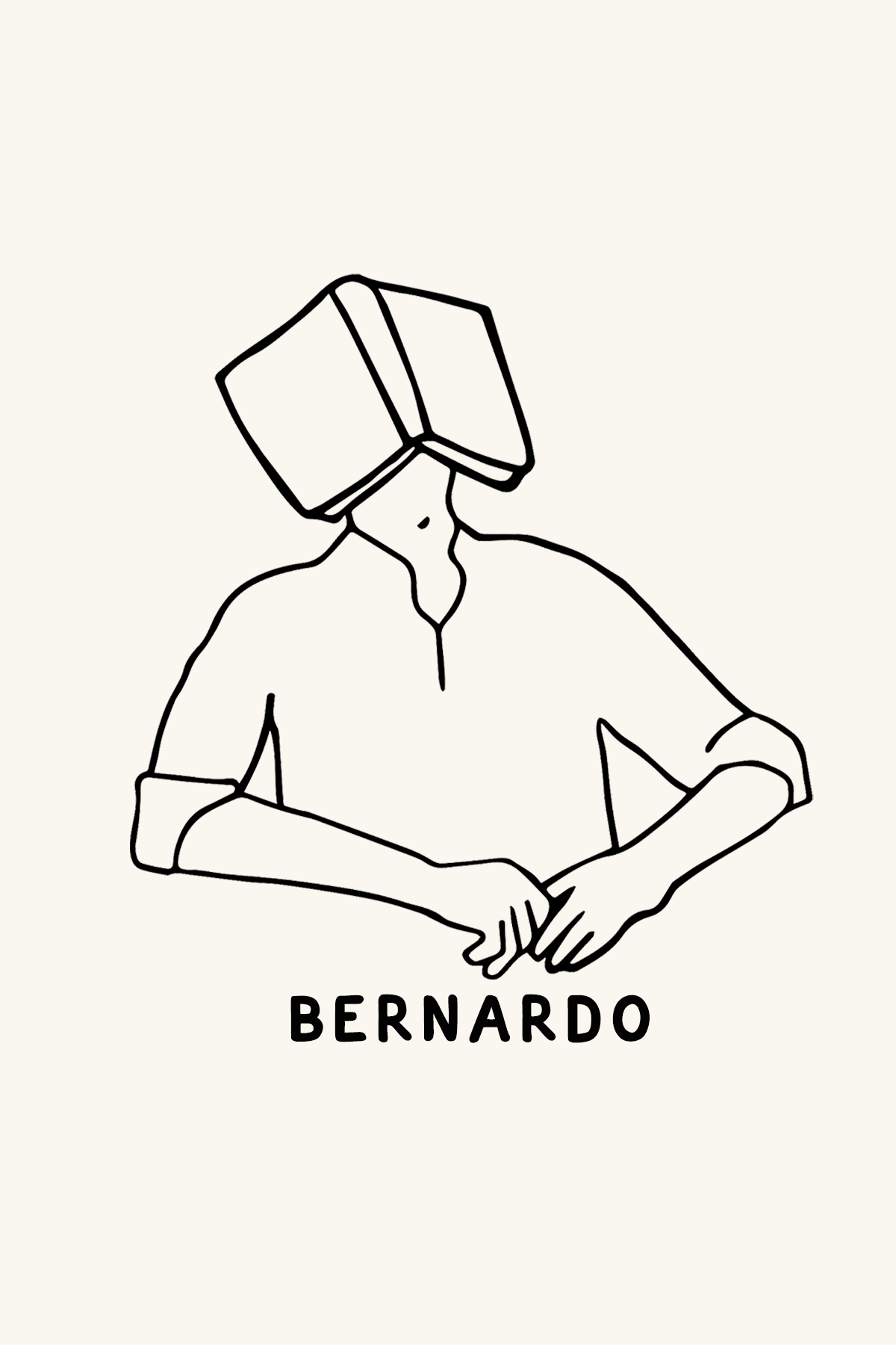 Dibujo de un hombre haciendo la siesta con un libro abierto apoyado en su cara