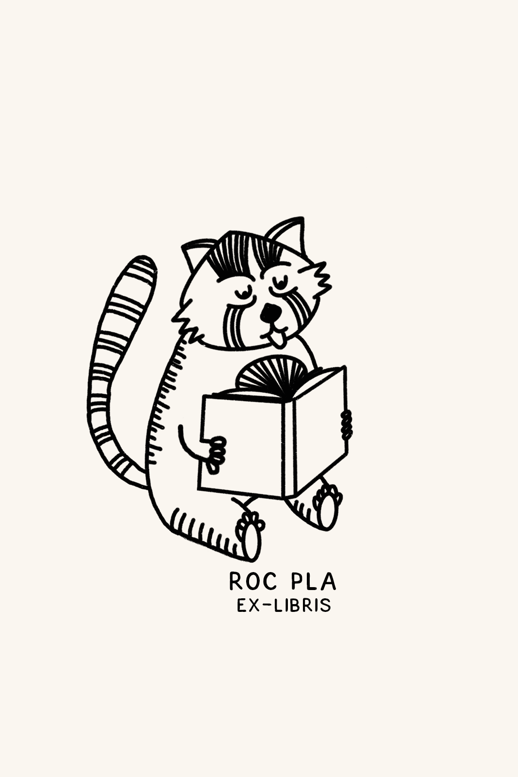 Dibujo de un panda rojo leyendo