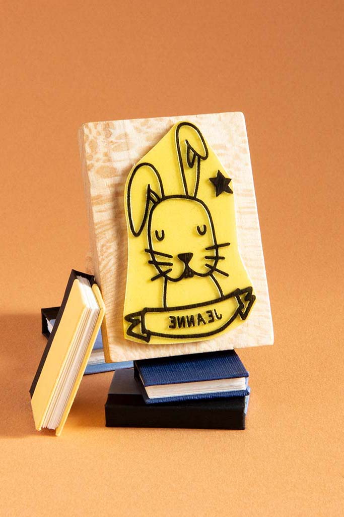 Sello ex-libris con conejo